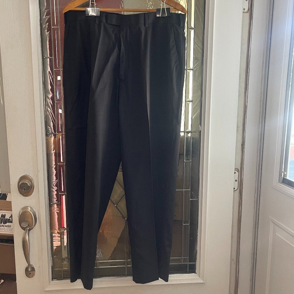 Andrew Fezza Mens Gray Window Pane Dress Trousers Slacks Pants Size 36 x 30